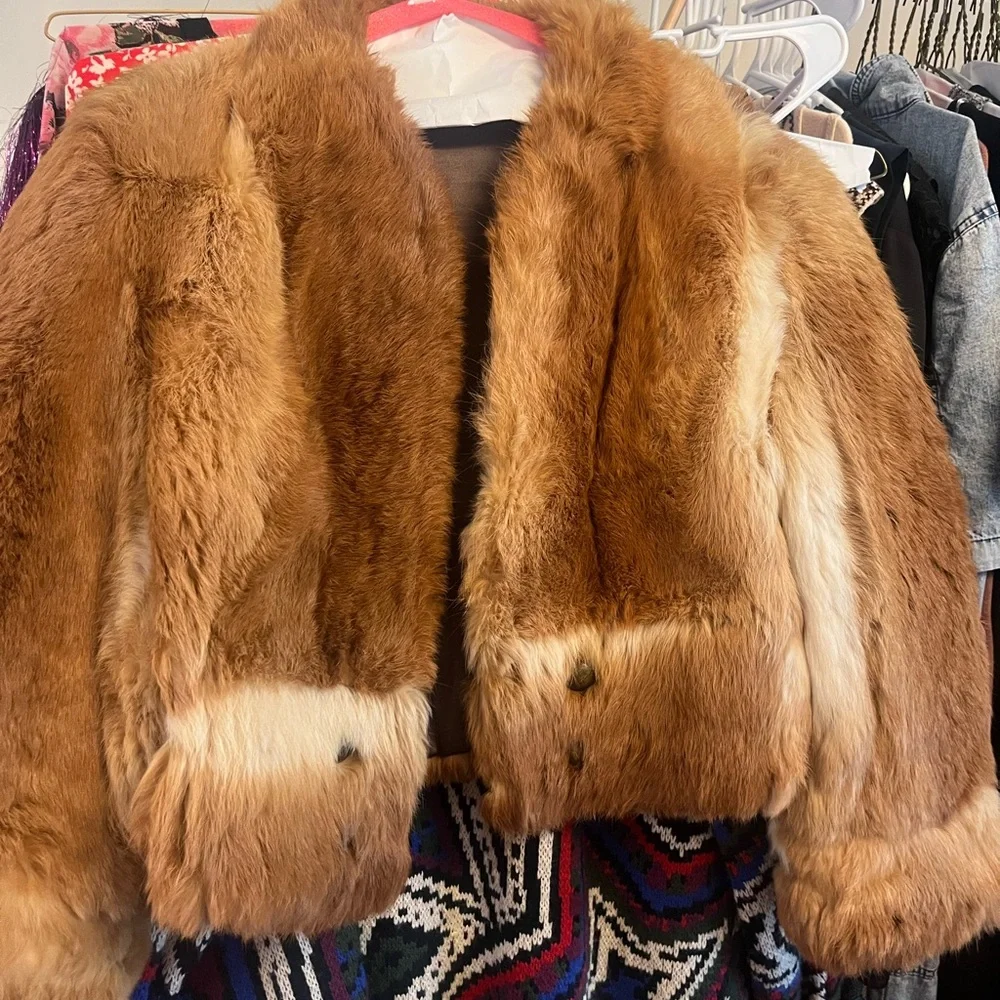 Brown Crop Fur Jacket - Picture 1 of 2